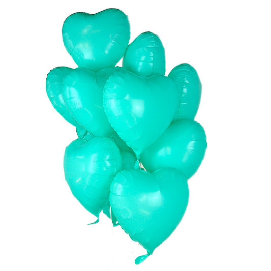 6x Folienballon "TÜRKISES HERZ" im Herz-Design (43cm) Heliumballon Liebe