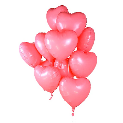 12x Folienballon "ROSA HERZ" im Herz-Design (43cm) Heliumballon Liebe Romantik