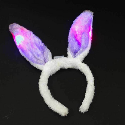 LED Plüsch Haarreif "BUNNY" mit Hasenohren in 3 Farben - blinkend & leuchtend -