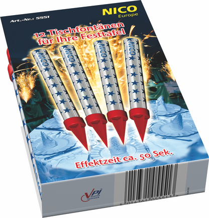 12 Zaubersterne NICO® - Zimmerfontänen Brenndauer ca. 50 Sek