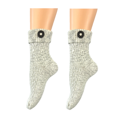 Damen und Herren Trachtensocken im modernen Landhaus-Stil mit  Hirschhornknopf– handgekettelte Naht – (grau)