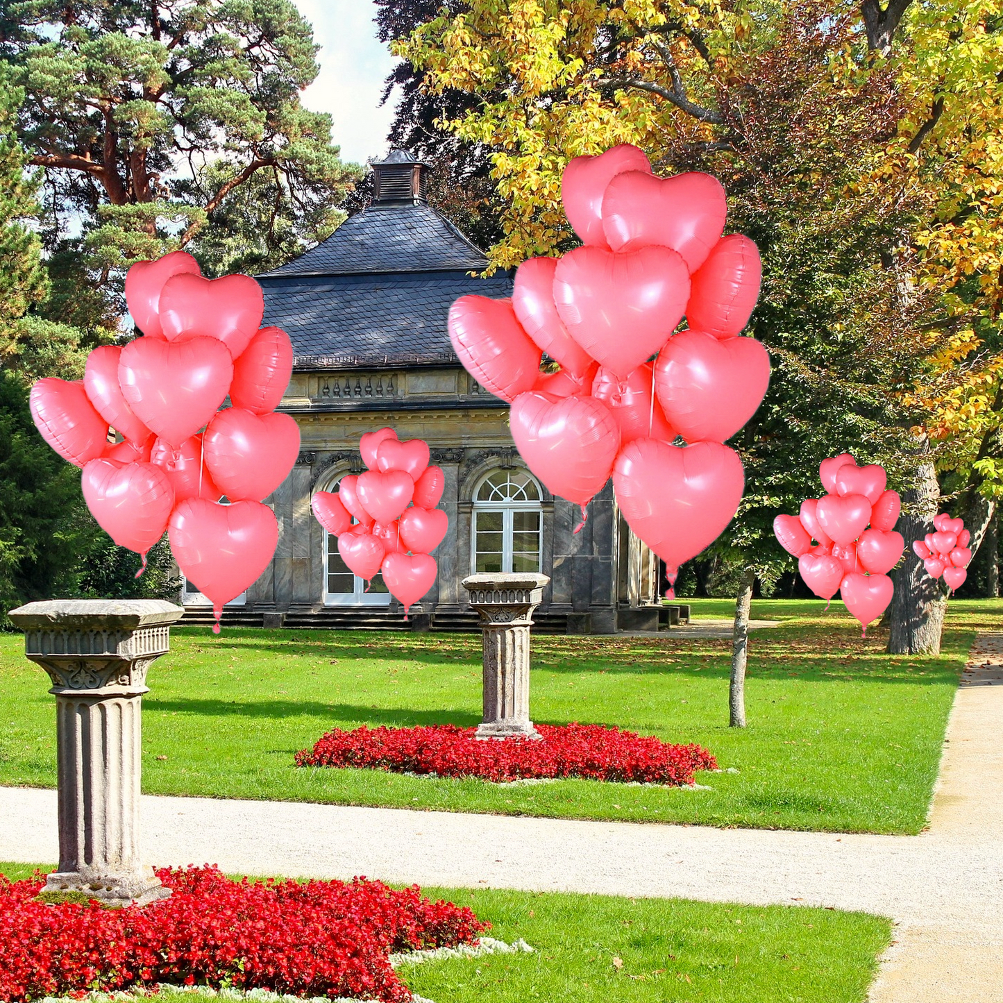 12x Folienballon "ROSA HERZ" im Herz-Design (43cm) Heliumballon Liebe Romantik