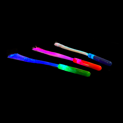 3 Stück LED Leuchtstab Glasfaser Blinkstab Partystab Leuchtwedel 36cm in 3 Farben