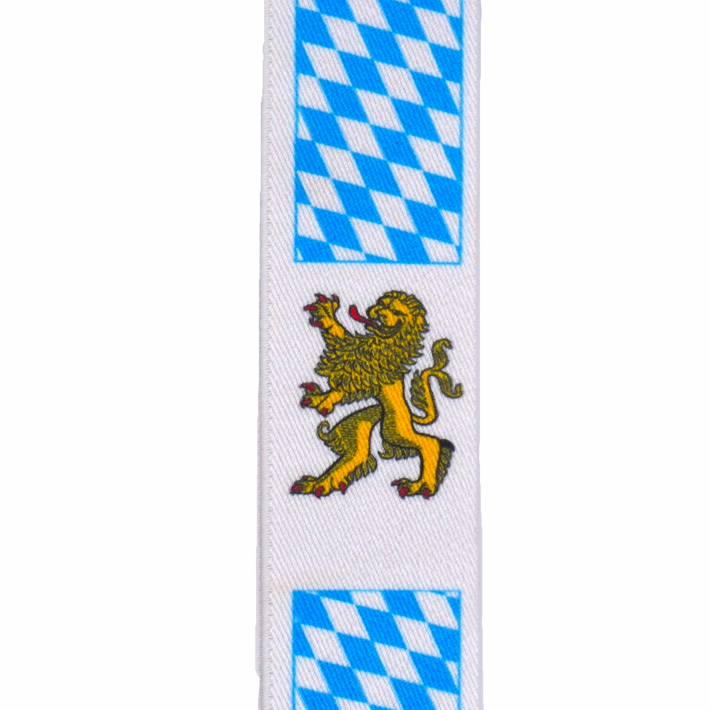 bayerische Hosenträger "BAVARIA II" mit Löwen-Wappen und bayerischem Rautenmuster blau/weiß