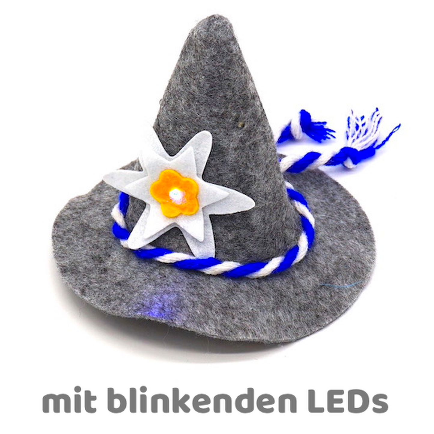 Haarspange mit Mini-Seppelhut "SEPPI" mit blinkenden LEDs