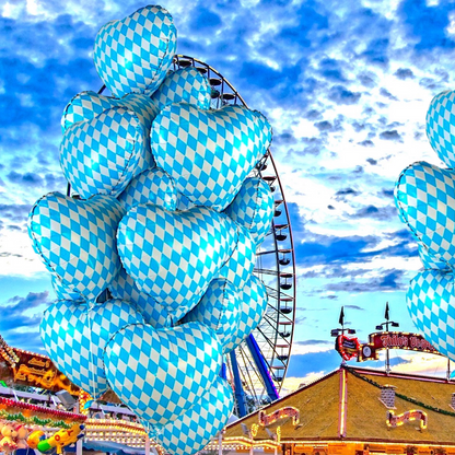 Herz Folienballon Heliumballon "BAVARIAN HEART" im bayerischen Rautenmuster (45cm)