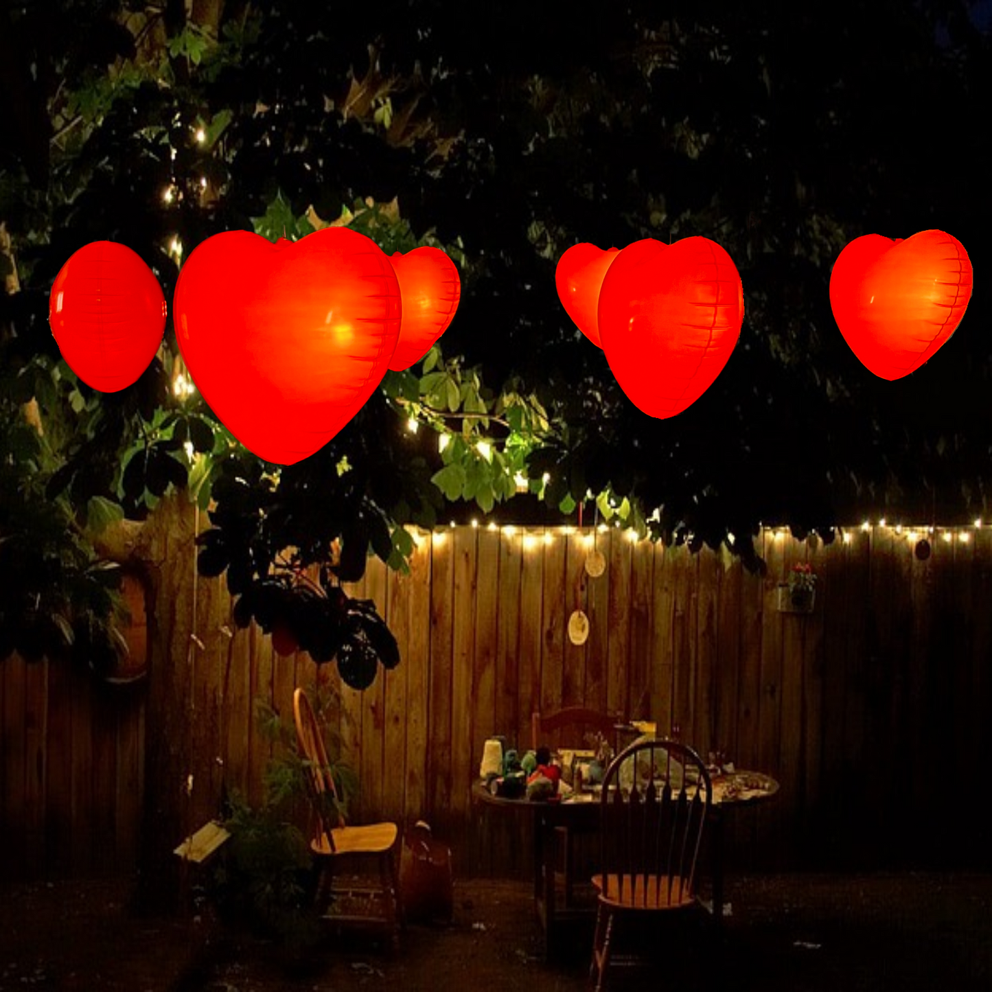 aufblasbares LED Vinyl Herz "LOVE" (50cm) mit leuchtenden & blinkenden LEDs