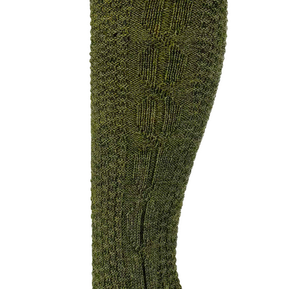 Damen und Herren Trachtenstrümpfe Wanderstrümpfe Wandersocken Kniestrümpfe mit edlem Strickmuster Zopfmuster kniehoch (dunkelgrün)