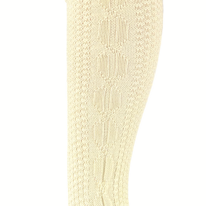 Damen und Herren Trachtenstrümpfe Wanderstrümpfe Wandersocken Kniestrümpfe mit edlem Strickmuster Zopfmuster kniehoch (beige)