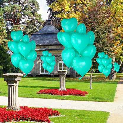 6x Folienballon "TÜRKISES HERZ" im Herz-Design (43cm) Heliumballon Liebe