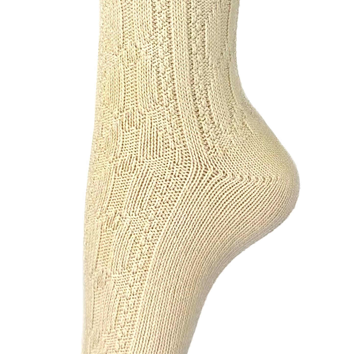 2 Paar Damen und Herren Trachtenstrümpfe Wanderstrümpfe Wandersocken Kniestrümpfe mit edlem Strickmuster Zopfmuster kniehoch (beige)