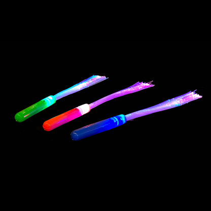 3 Stück LED Leuchtstab Glasfaser Blinkstab Partystab Leuchtwedel 36cm in 3 Farben