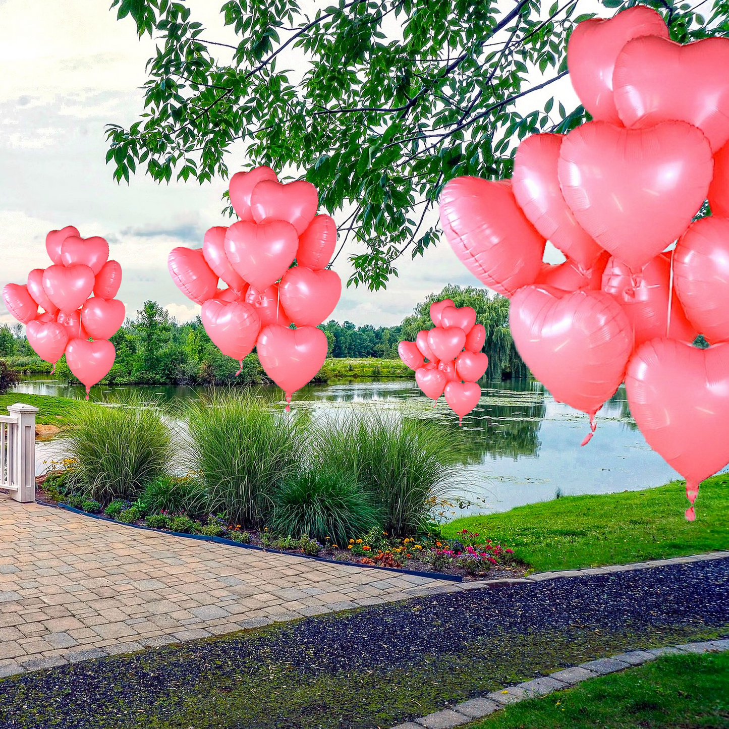 6x Folienballon "ROSA HERZ" im Herz-Design (43cm) Heliumballon Liebe Romantik