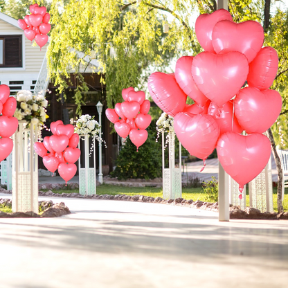 12x Folienballon "ROSA HERZ" im Herz-Design (43cm) Heliumballon Liebe Romantik