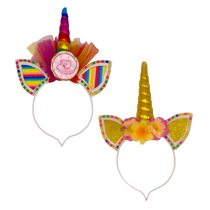 1x LED Einhorn Haarreif "UNICORN" bunt blinkend & leuchtend