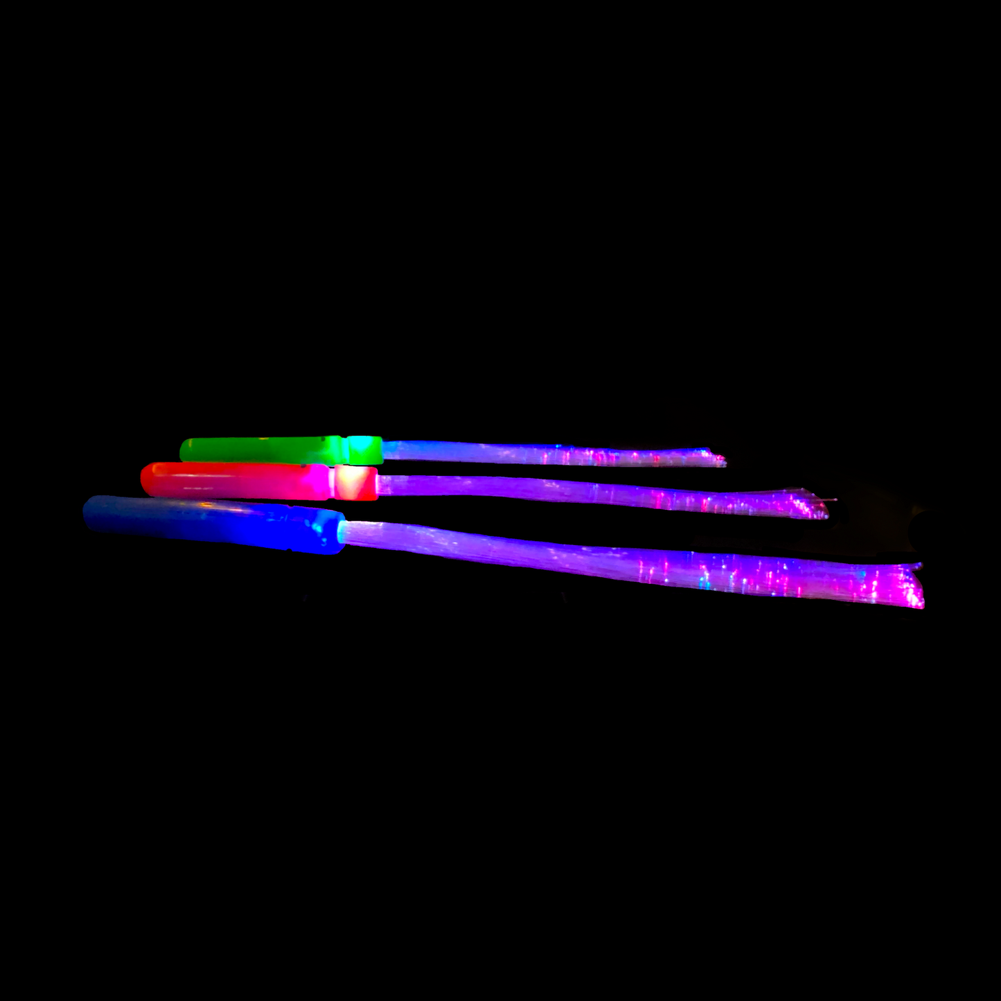 3 Stück LED Leuchtstab Glasfaser Blinkstab Partystab Leuchtwedel 36cm in 3 Farben