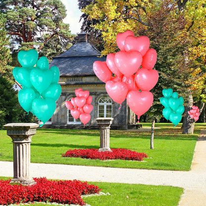 12x Folienballon "TÜRKISES HERZ" im Herz-Design (43cm) Heliumballon Liebe