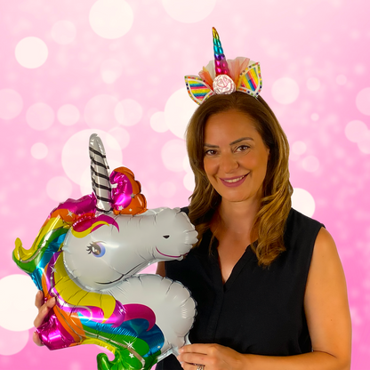 1x LED Einhorn Haarreif "UNICORN" bunt blinkend & leuchtend