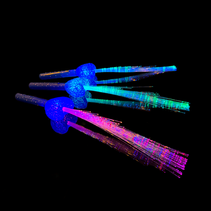 3 Stück LED Herz Leuchtstab Glasfaser Blinkstab Partystab Leuchtwedel (36cm) in 3 Farben