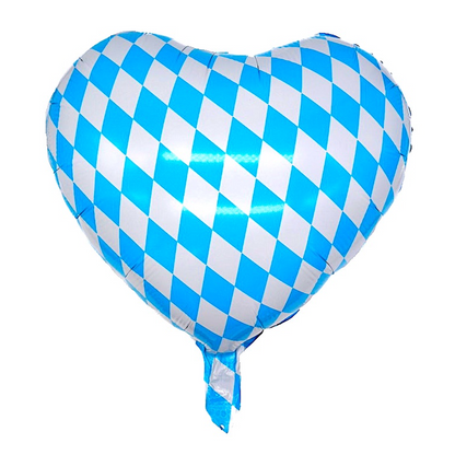 6 Stück Herz Folienballon Heliumballon "BAVARIAN HEART" im bayerischen Rautenmuster (45cm)