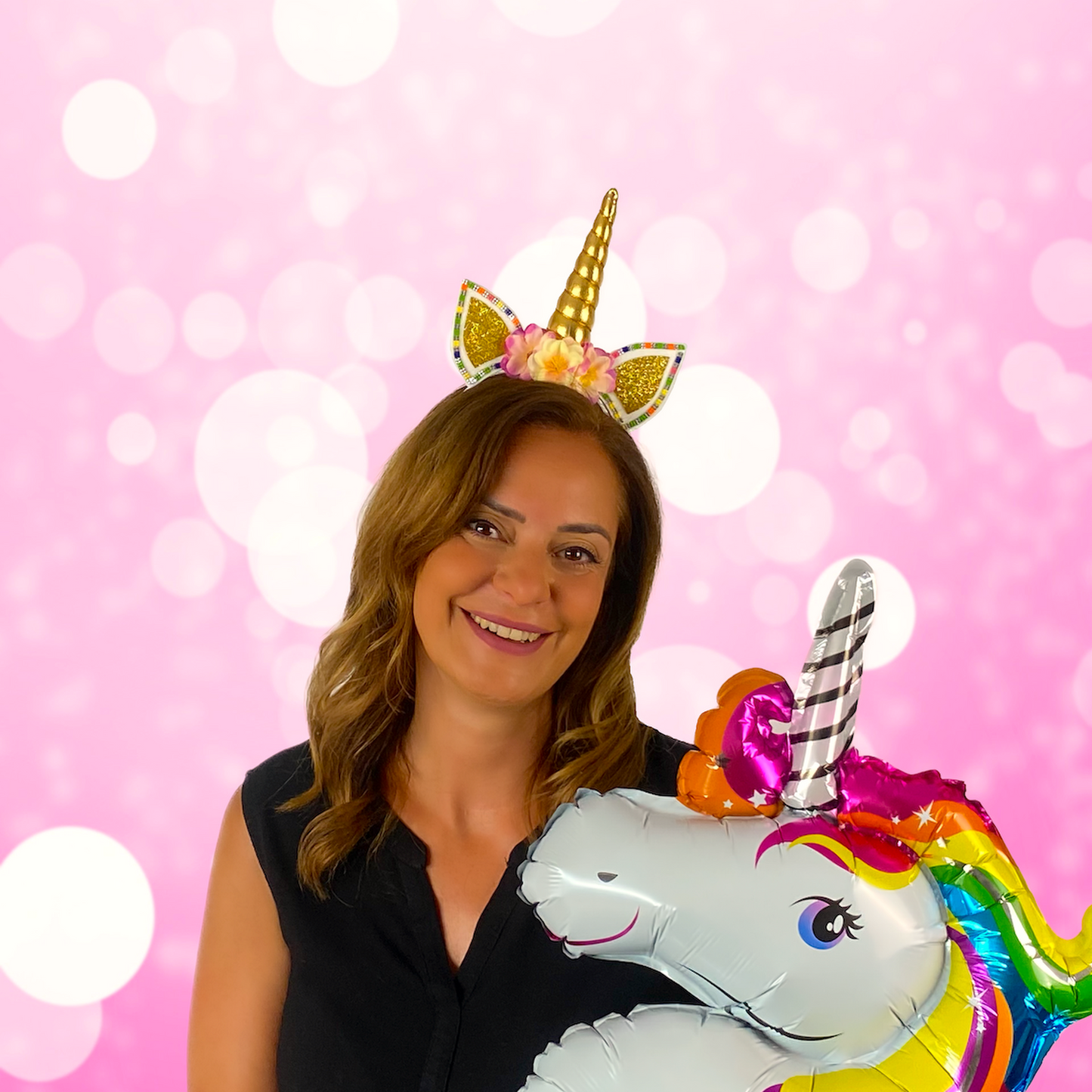 1x LED Einhorn Haarreif "UNICORN" bunt blinkend & leuchtend