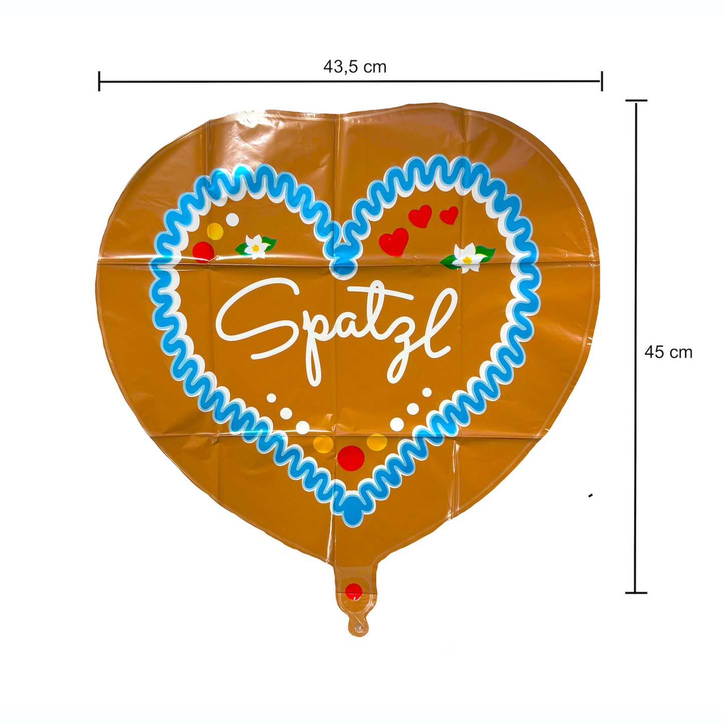 25 Stück Heliumballon Folienballon "SPATZL" im Lebkuchenherz Design (45cm) - NICHT METALLBEDAMPFT - geeignet für Volksfeste