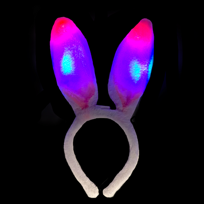 LED Plüsch Haarreif "BUNNY" mit Hasenohren in 3 Farben - blinkend & leuchtend -