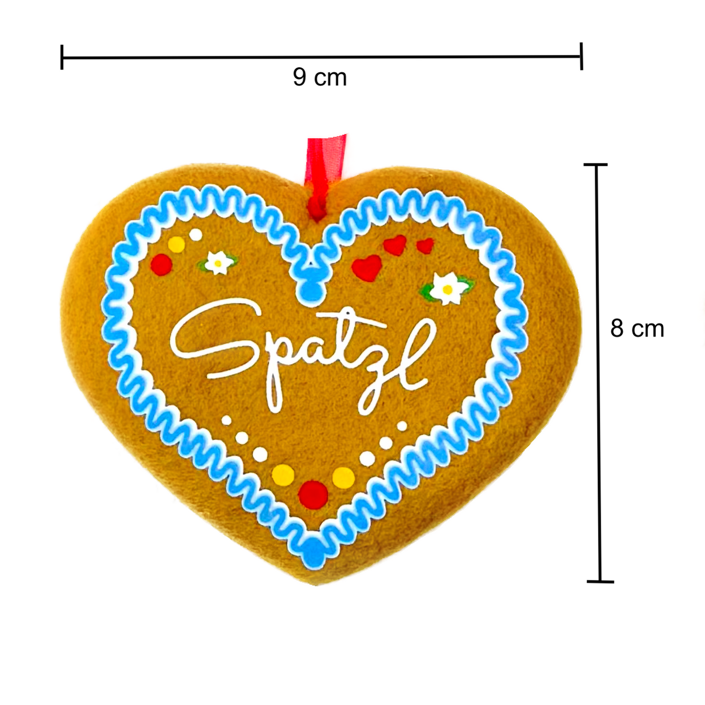 4 Stück Dekorations Herzen "SPATZL" im Lebkuchenherz Design - Dekoration Oktoberfest Gartenparty Party Bäckerei Restaurant Geburtstag Bayern Volksfest