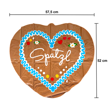 aufblasbares Viynl Herz "SPATZL" im Lebkuchenherz Design 50cm (wiederverwenbar)