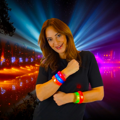 5 Stück LED Armreif - Armband in versch. Farben - blinkend u. leuchtend -