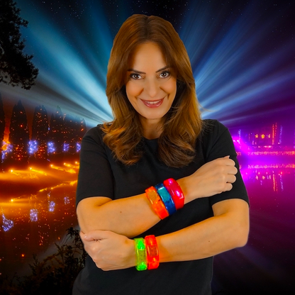 5 Stück LED Armreif - Armband in versch. Farben - blinkend u. leuchtend -