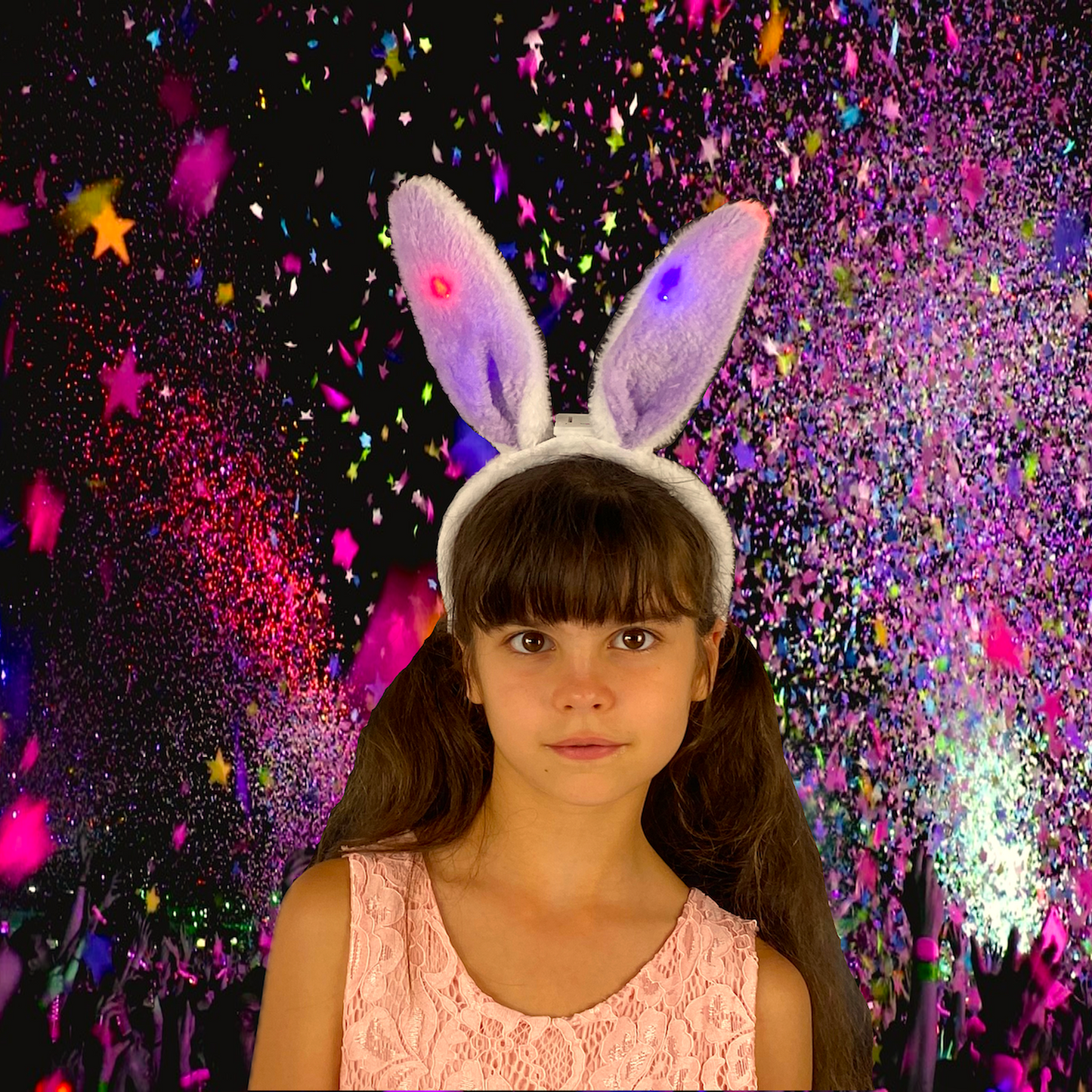 LED Plüsch Haarreif "BUNNY" mit Hasenohren in 3 Farben - blinkend & leuchtend -