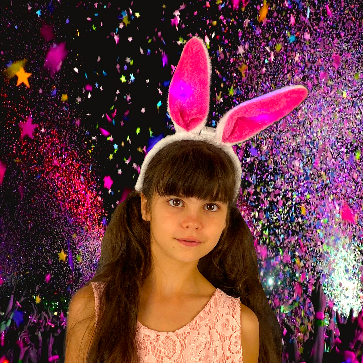 LED Plüsch Haarreif "BUNNY" mit Hasenohren in 3 Farben - blinkend & leuchtend -