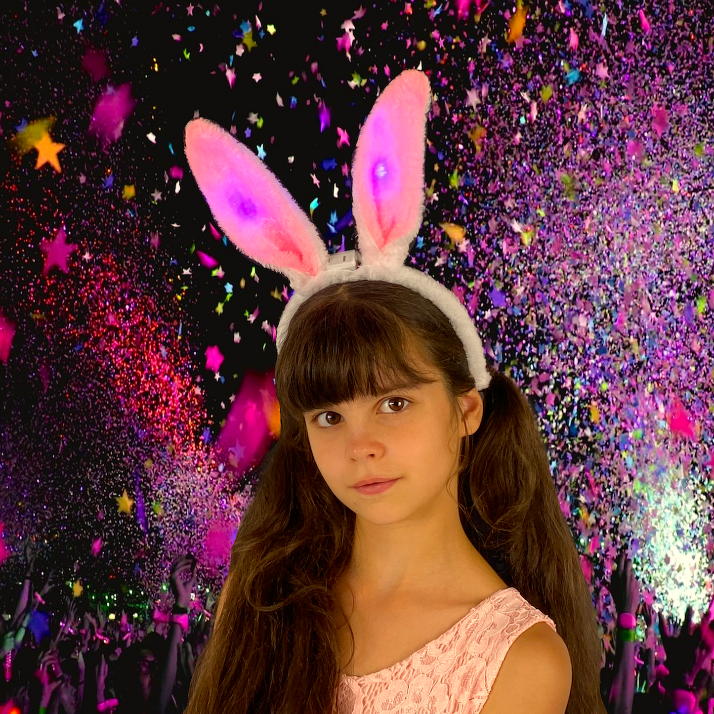 3er-Set LED Plüsch Haarreif "BUNNY" mit Hasenohren in 3 Farben - blinkend & leuchtend -